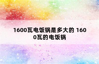 1600瓦电饭锅是多大的 1600瓦的电饭锅